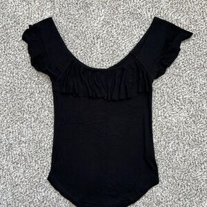 Free People Black Ruffled Women's Top